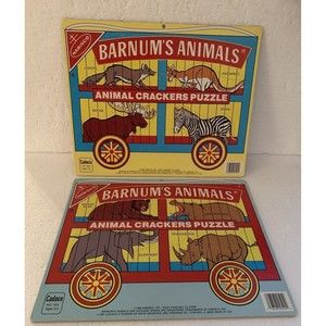 Vintage Nabisco Barnum's Animal Crackers Puzzles 1986 Cadaco No. 504 Lot of 2